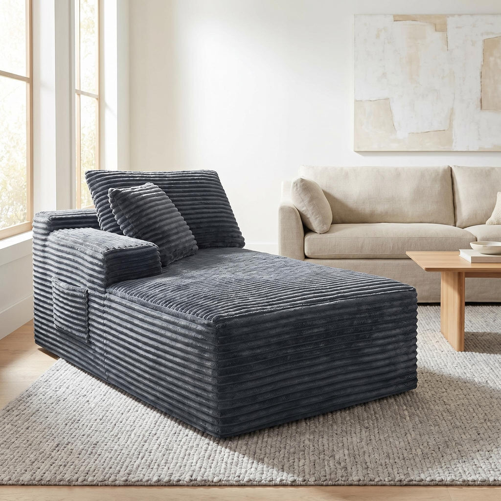 CloudLuxe Plush Corduroy Floor Chaise Lounge - Sleeper Daybed & Accent Chair