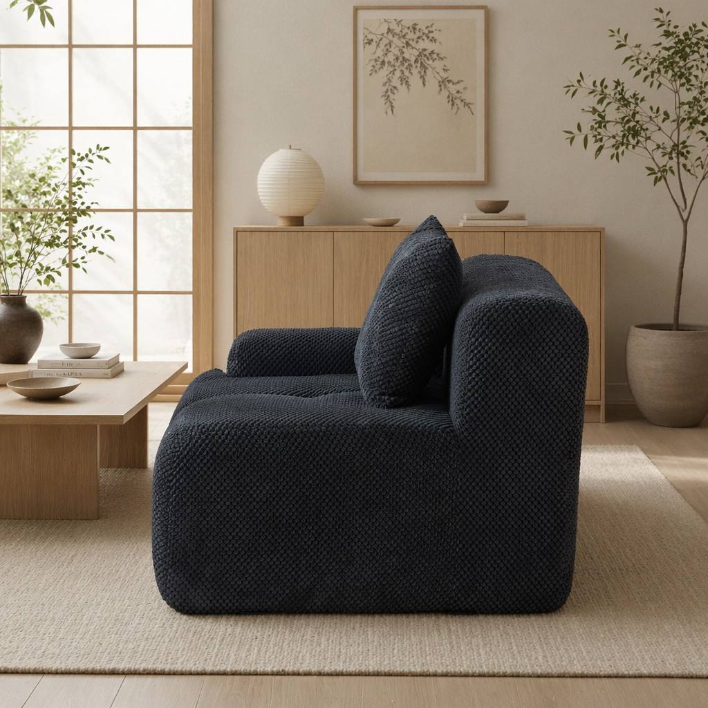 "Serene Cloud" 135.4" Modular Sectional Sofa - 6-Piece U-Shaped Tufted Set in Charcoal