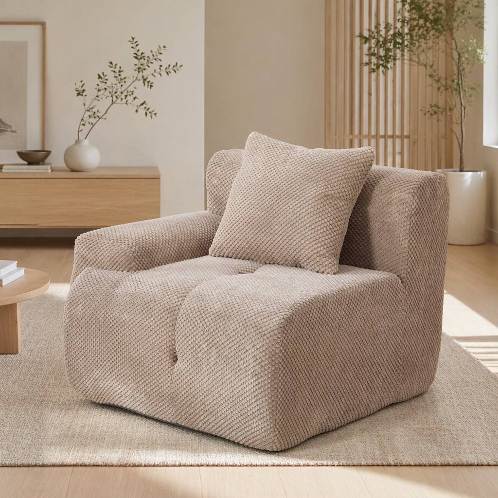 "Serene Cloud" 135.4" Modular Sectional Sofa - 6-Piece U-Shaped Tufted Set in Taupe