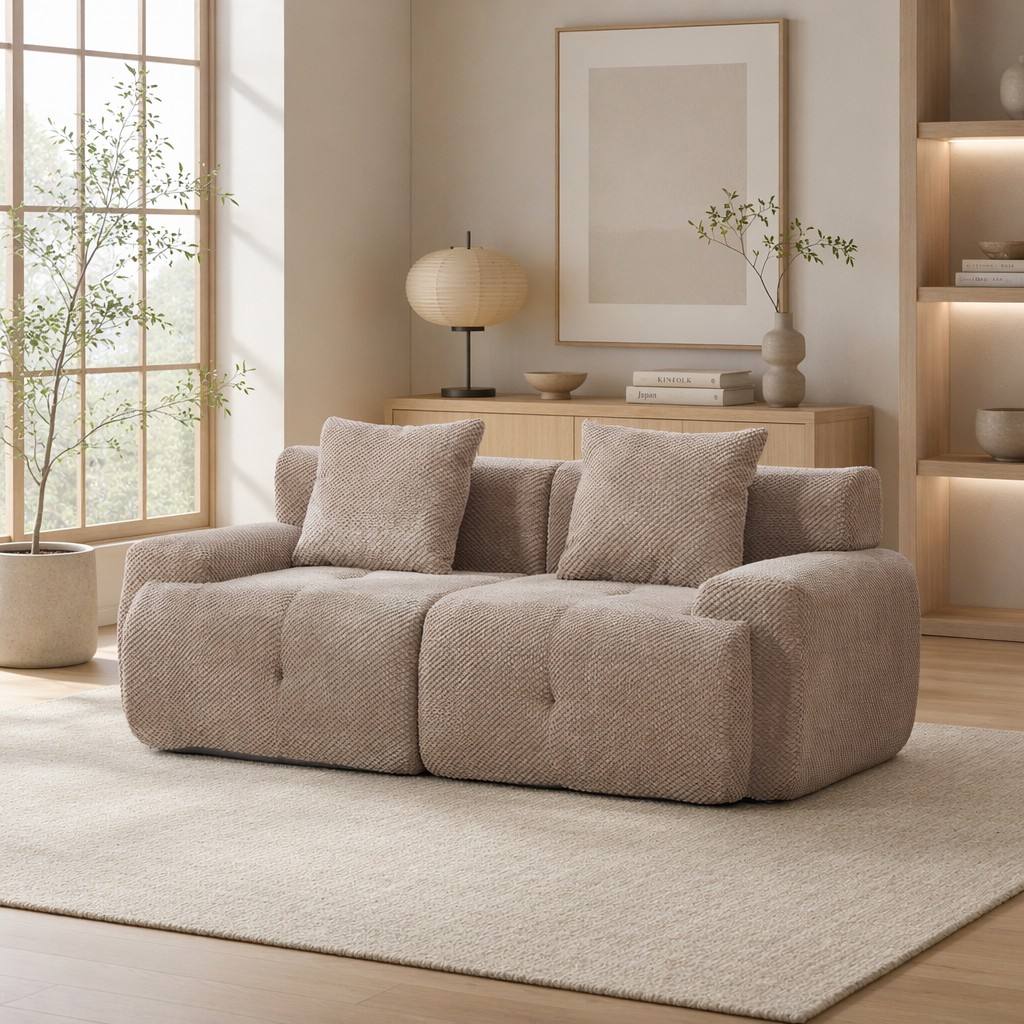 "Serene Cloud" 135.4" Modular Sectional Sofa - 6-Piece U-Shaped Tufted Set in Taupe