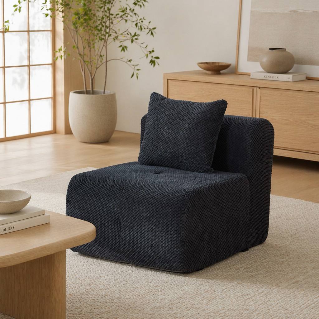 "Serene Cloud" 135.4" Modular Sectional Sofa - 6-Piece U-Shaped Tufted Set in Charcoal