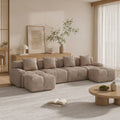 "Serene Cloud" 135.4" Modular Sectional Sofa - 6-Piece U-Shaped Tufted Set in Taupe