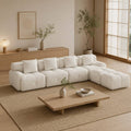 "Serene Cloud" 135.4" Modular Sectional Sofa - 6-Piece U-Shaped Tufted Set in Ivory