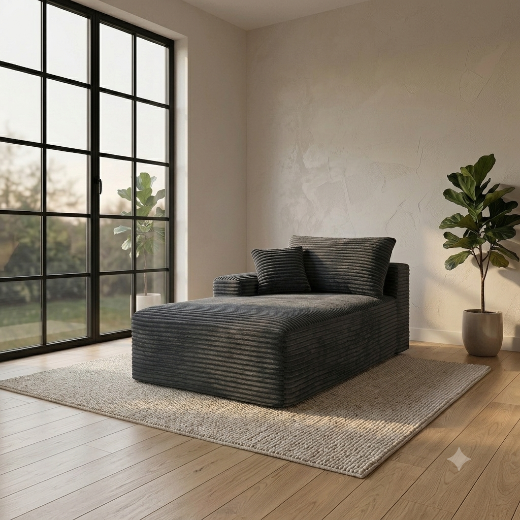 CloudLuxe Plush Corduroy Floor Chaise Lounge - Sleeper Daybed & Accent Chair