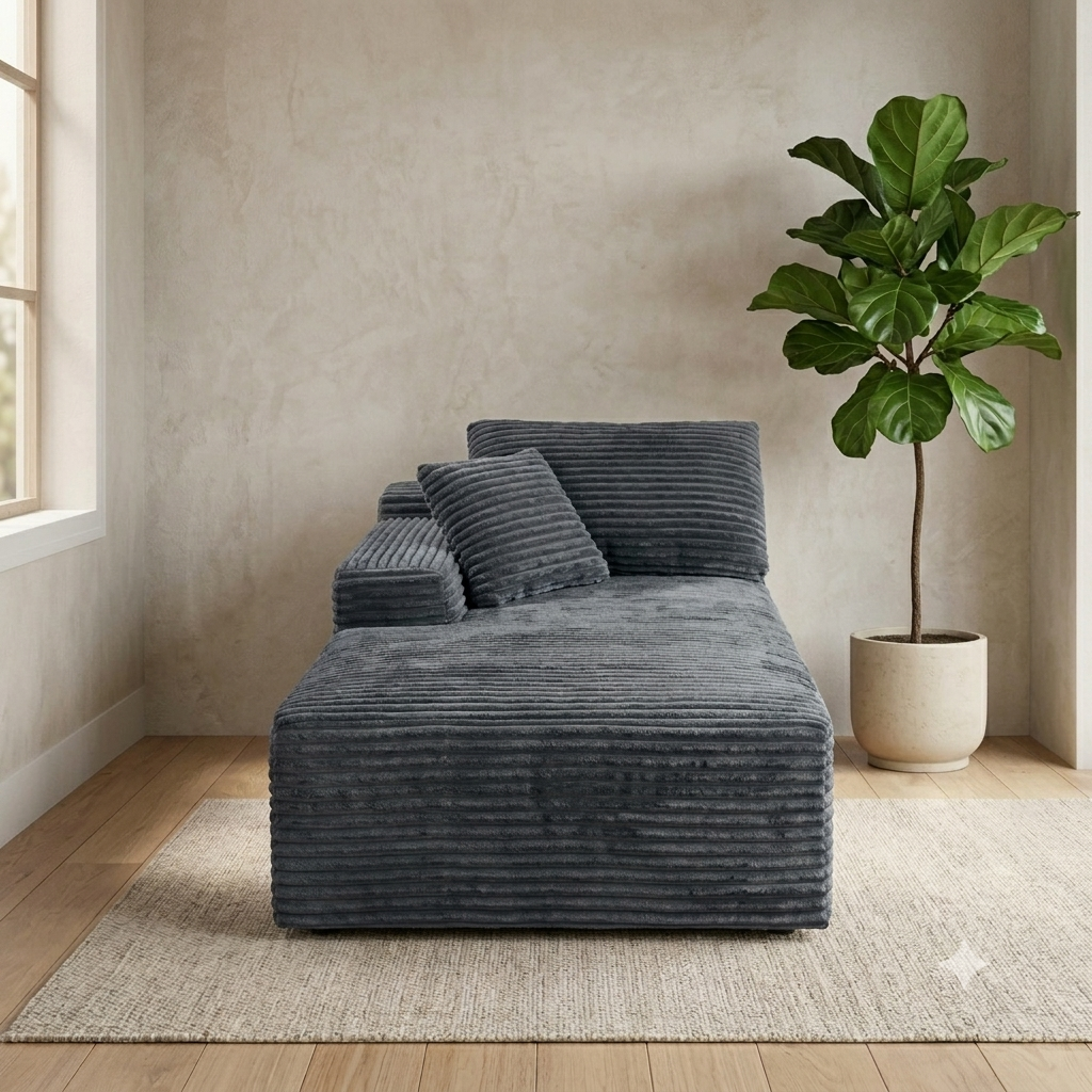 CloudLuxe Plush Corduroy Floor Chaise Lounge - Sleeper Daybed & Accent Chair