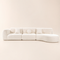 'Ethereal Curve' 140' Modern Curved Sectional Sofa - 3-Piece Frameless Set with Chaise Lounge in Beige