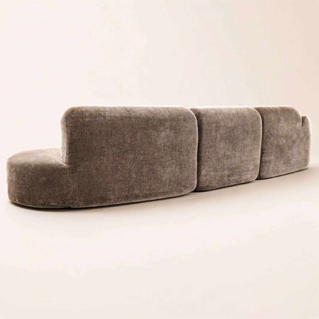 'Ethereal Curve' 140' Modern Curved Sectional Sofa - 3-Piece Frameless Sponge Set in Brown