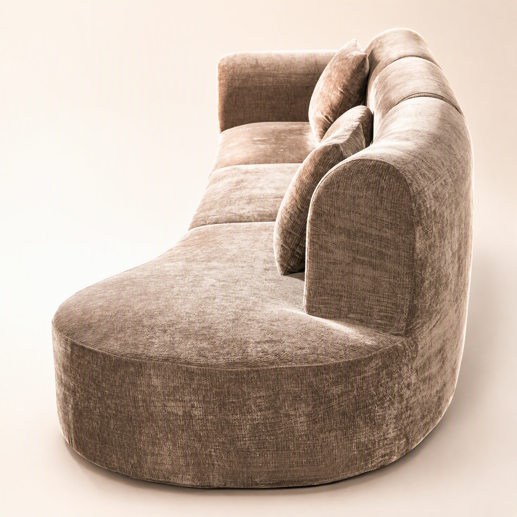 'Ethereal Curve' 140' Modern Curved Sectional Sofa - 3-Piece Frameless Sponge Set in Brown