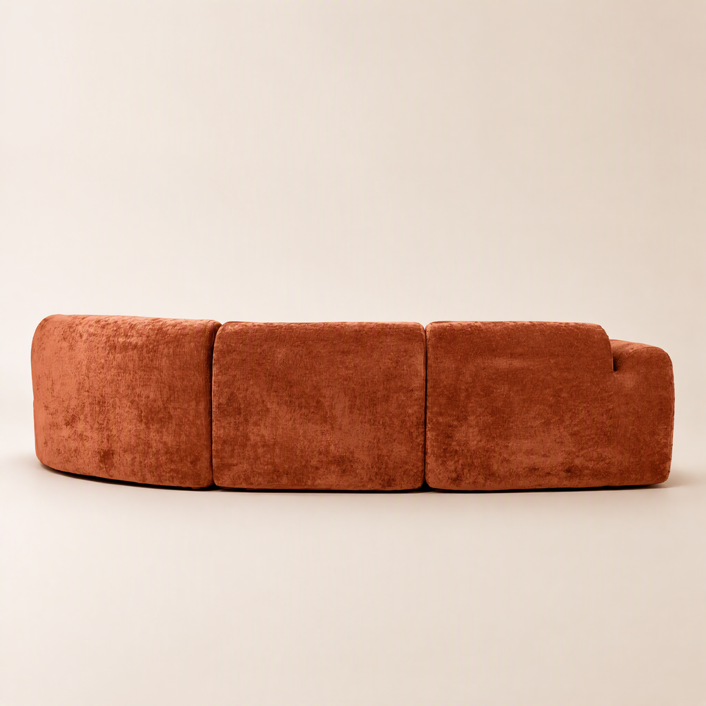 'Ethereal Curve' 140' Modern Curved Sectional Sofa - 3-Piece Frameless Sponge Set in Orange