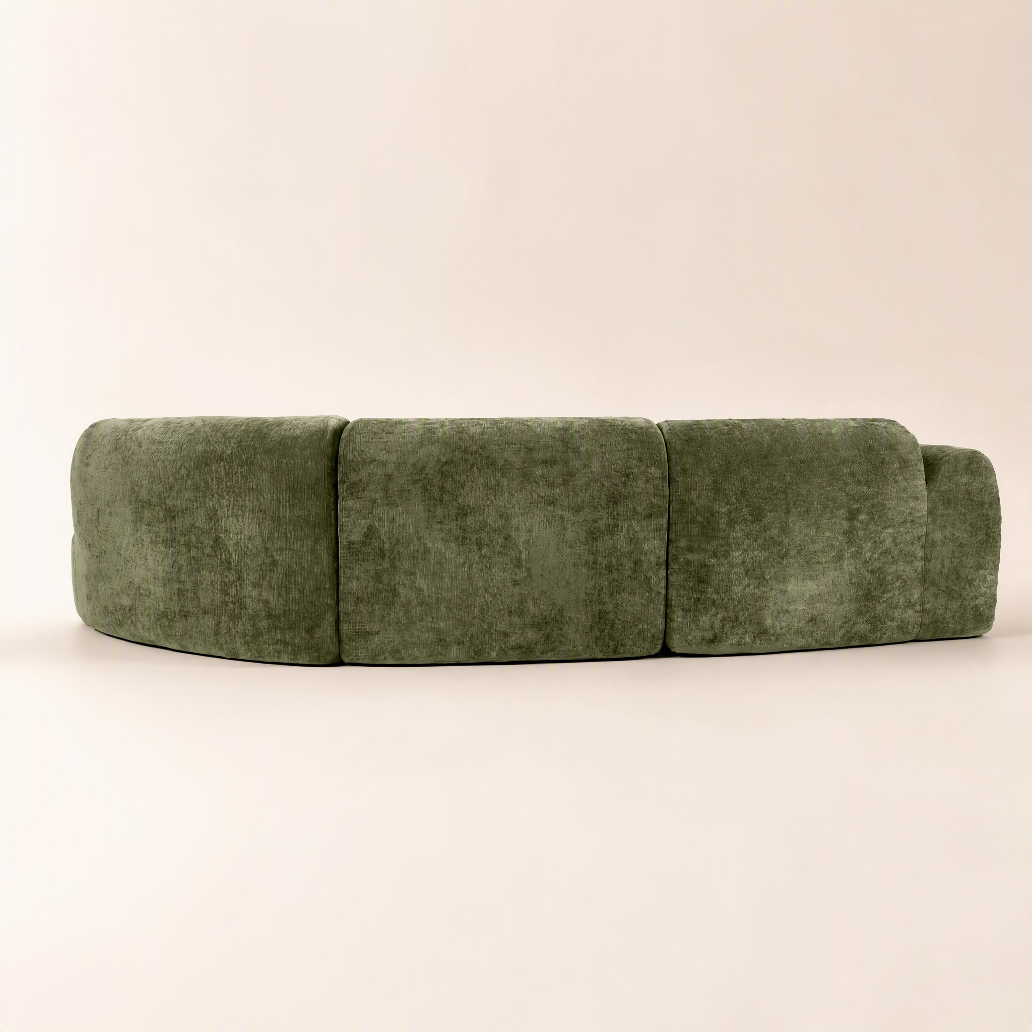 'Ethereal Curve' 140' Modern Curved Sectional Sofa - 3-Piece Frameless Set with Chaise Lounge in Olive Green